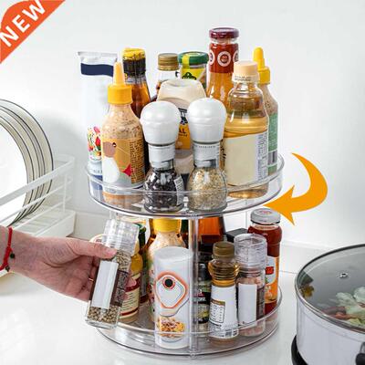 360 Rotation Cabinet Organizer Storage Spice Drink Cosmetic