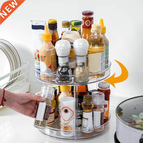 360 Rotation Cabinet Organizer Storage Spice Drink Cosmetic