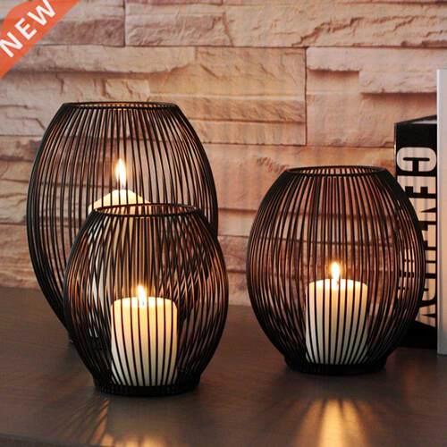 Pcs/Set Iron Candle Holder Hollow Vintage Lanterns Table C