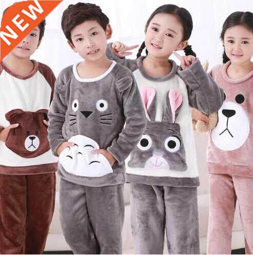 Children Totoro/Bear/Rabbit Cute Flannel Girl/Boy Pajama Sui