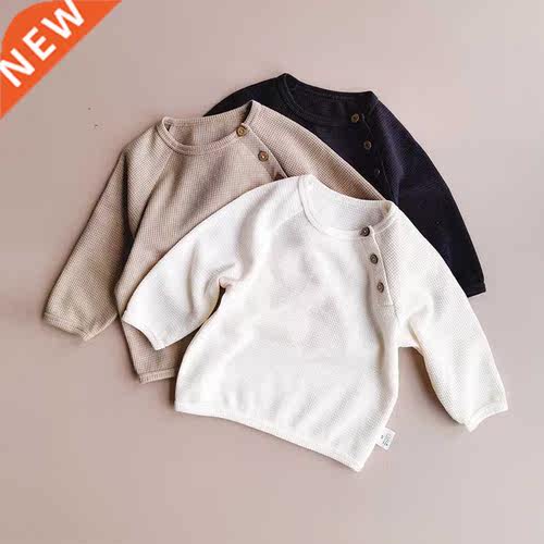 Fall Kids Sweatshirts Solid Waffle New Spring Long Sleeve To