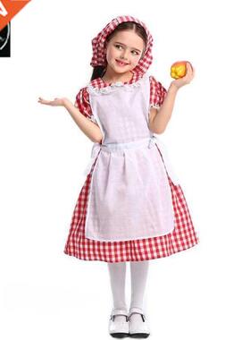 last century costume Halloween play lace red plaid beer