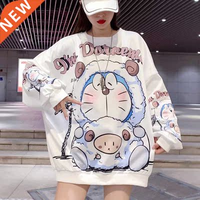 HARAJU Oversized ladies sweatirt cartoon printing women's