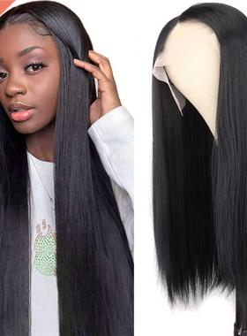 Stright Lce Front Wig Nturl Blck Color Synthetic Lce F