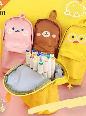 Kawaii Waterproof Duck Bear Pencil Case Large Capacity Stati