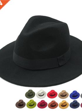 Vntage Classc Felt Jazz Fedoras Hats Large Brm Cloche Cow