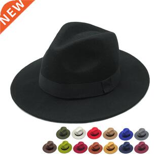 Vntage Classc Felt Jazz Fedoras Hats Large Brm Cloche Cow