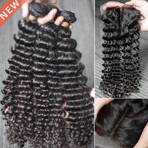 Wigirl 28 2 Inch Brazilian Deep Wave Bundles With 4X4 5X5