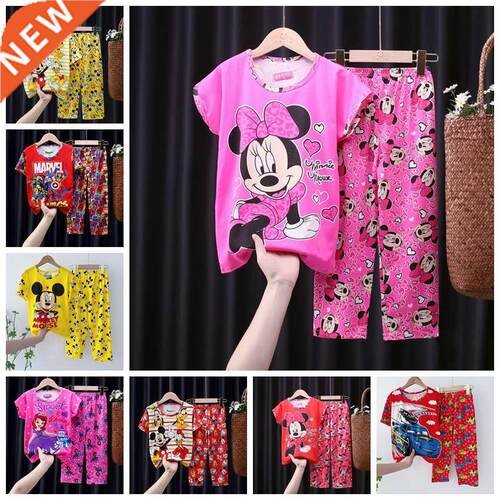 Boys Pajamas Set Summer Baby Mickey Clothes Girls Pants Minn
