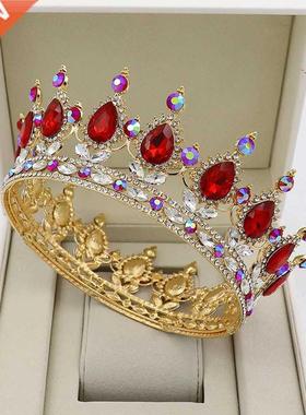 KMVEXO Gold Crystl Tirs Broque Round Crown Royl Queen K