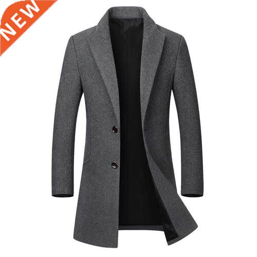 Grandwi Men's Wool Jacket Thicken Coats Casual Slim Fit Tu
