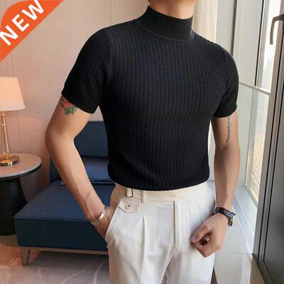 Autumn New Short Sleeve Knitted Sweater Men Tops Clothing 20