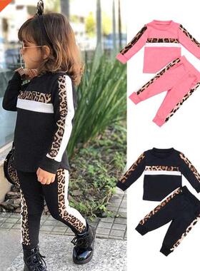 1-7Y Kids Baby Girls Clothes Set Spring Winter Children Leop