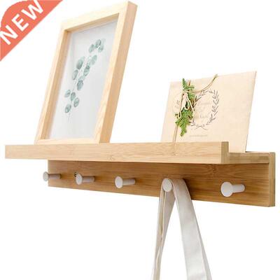 Bamboo Floating Wall-Mounted Rack Coat Hook Rack Towel Hange
