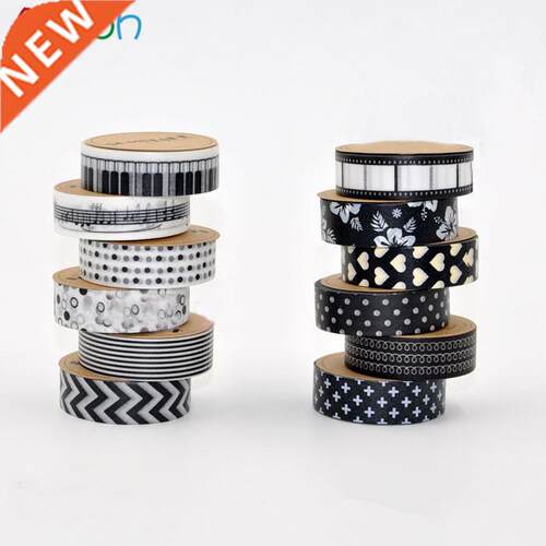 15mm * 10m lack and White Adhesive Tape Japanese Washi Tap