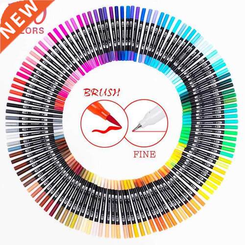 12 120 Color Dual Brush Art Marker Pens Fine Tip and Brush