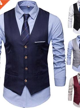 lack Red Wine Grey Navy lue Vests For Men Slim Fit Suit Ma