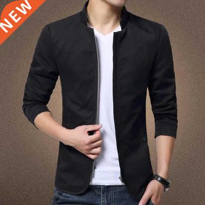 Mens Jacket Fashion Standing Collar Jacket Coats Men Slim Fi