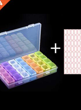 28 Grids Plastic Storage Box and Sticker for Jewelry Button