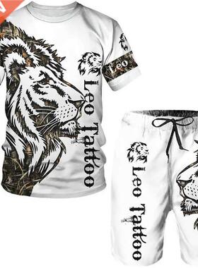 Summer Men's Animal Tattoo White Short Sleeve T-Shirt The Li