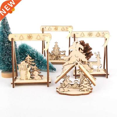 2PCS/Lot  Creative Small Hollow Christmas Wooden Ornament