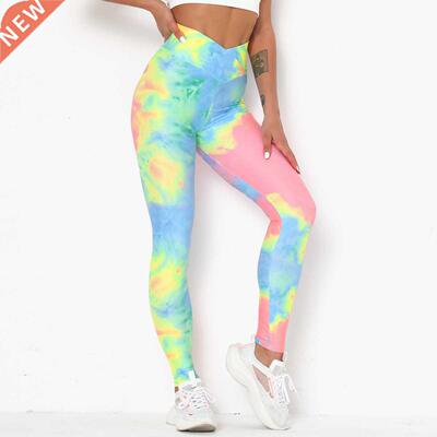 Women's tie-dye fitness pnts cross-fitting hip-lifting yog