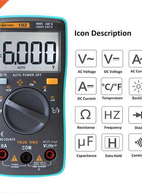 Digital Multimeter Tester RM102 101 409B Multimetro DC AC Vo
