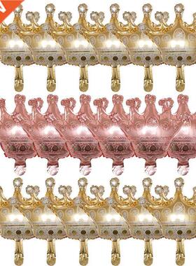 18pcs Mini Crown Aluminum Foil Balloons Gold Pink Blue Crown