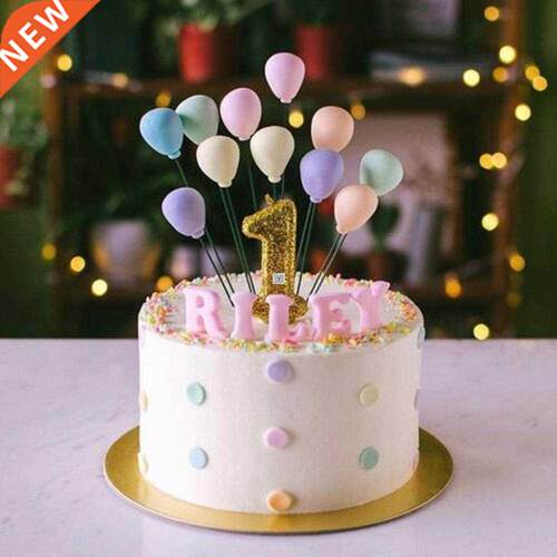5pcs DIY Rainbow Birthday Balloon Cake Topper Happy Birthday