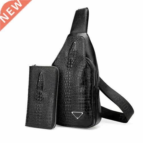 Half Moon Chest pack bag new purse crocodile pattern men's c