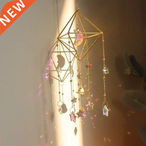 Crystal Sun Star Wind Chime Diamond Prisms Hanging Rainbow