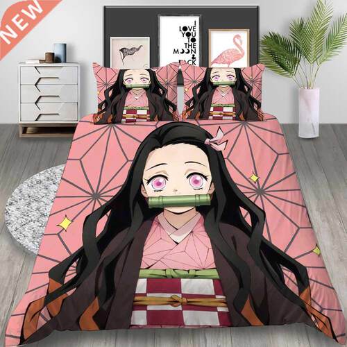 Cartoon Demon Slayer Bedding Set Duvet Covers Japan Anime D
