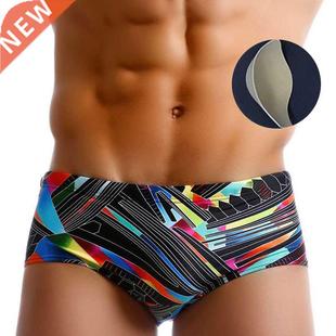 2020 New Swimsuit Geometric Color Padded Men's Swim Briefs S
