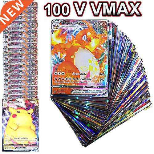 100Pcs Pokemons V VMAX Shining Card TAKARA TOMY Playing Card