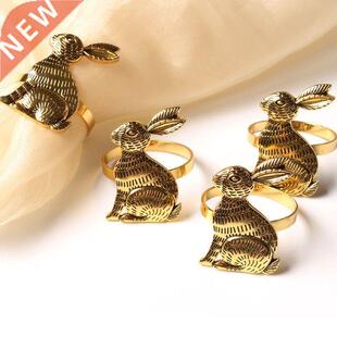 Easter Rabbit Napkin Rings Bunny Ears Metal Holder Home