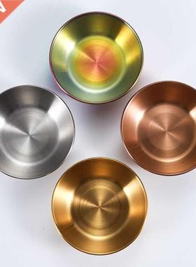 4pcs Golden Sauce Dish Appetizer Serving Tray Stainless