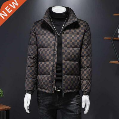 Winter Plaid Down Jacket for Men 2020 Fashion nds Stand Coll