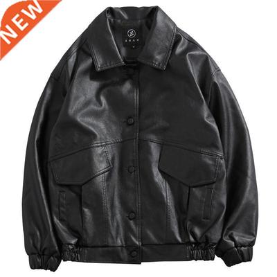 PU Leather Jacket Men Black Soft Faux Leather Jacket Motorcy