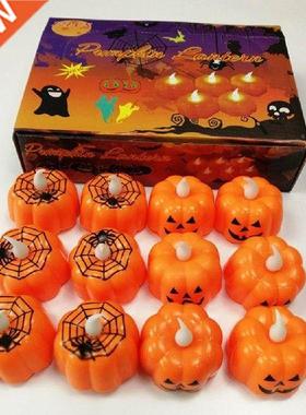 12pcs/set Halloween Small Pumpkin Candle Light Fleless