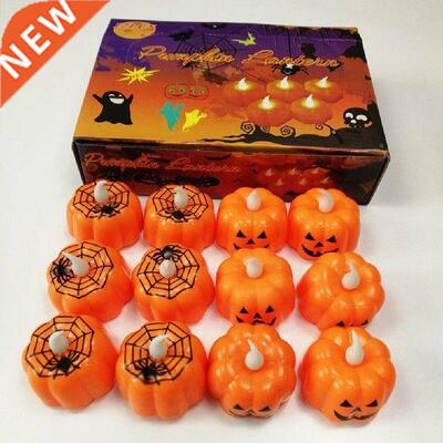 12pcs/set Halloween Small Pumpkin Candle Light Fleless