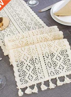 Macrame Table Runner,Cotton Crochet Vintage Table Runner wit