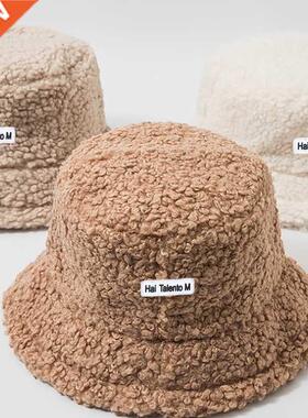 Lamb Faux Fur Bucket Hat Winter Warm Teddy Velvet Hats for W
