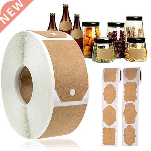 300pcs/roll Brown Label Stickers Reusable Waterproof Sticker