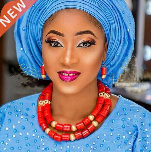 Charms 2 Layers Red Coral Beads Necklace Earrings Set Origin