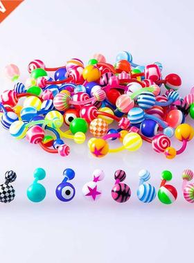 10/20/50pcs Acrylic Navel Stud Colorful Ball Belly Ring Bar