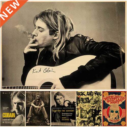 Singer Kurt Cobain Posters Rock and Roll Music Retro Kraft P