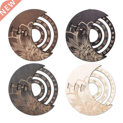 Wooden Calendar Round Perpetual Calendar Study Desk