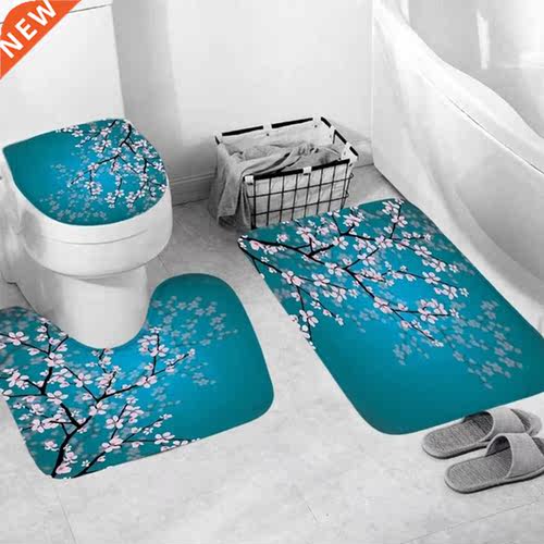 3D Plum Blossom Printing Toilet Three-piece Floor Mat Door