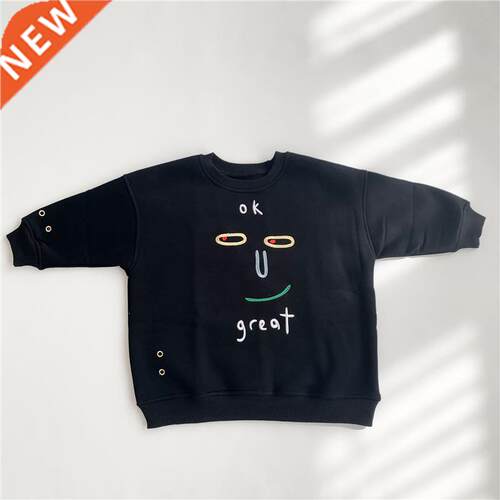 Autumn Winter boys and girls cute embroidery fleece sweati