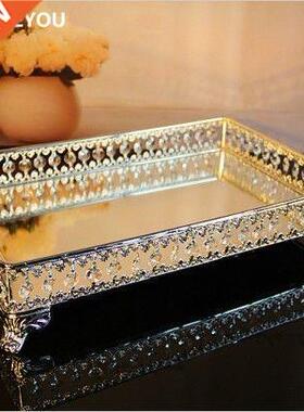 Rectangle Decorative Cryal Tray Serving Tray Glass Fruit
